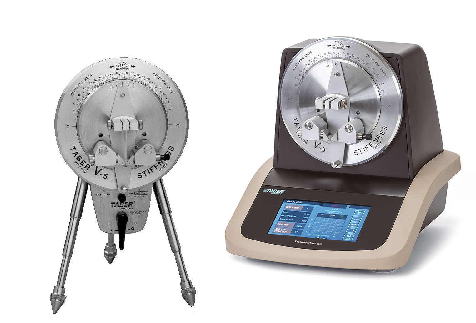 Taber Stiffness Testers 150B (left) & 150T (right)